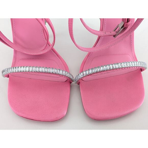 Authentic Jonathan Simkhai Pink Luxon Crystal Harness Sandals Sz 8.5 Party Heels - Picture 8 of 11